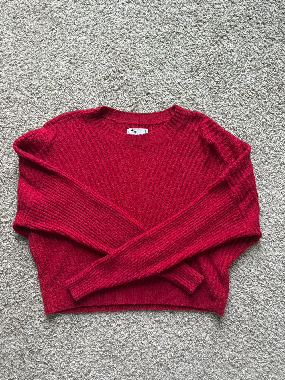Hollister Crimson Ribbed Crewneck Sweater